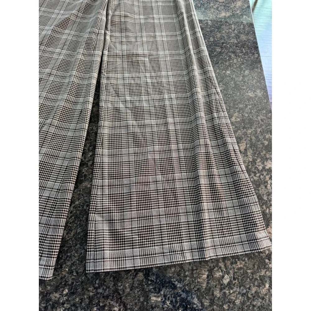 Alice‎ + Olivia Black Off-White Dark Chocolate Plaid Wide Leg Pants trousers 10